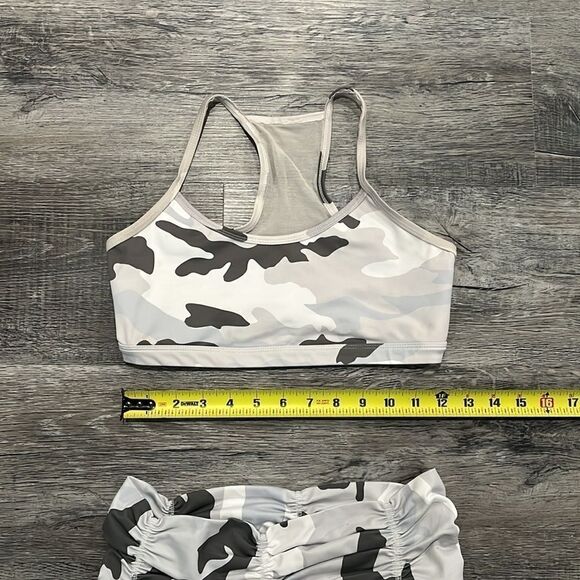 Carbon38 Thirty8 Honor Crop White Camo high rise mesh bra (S) leggings (M) VGUC - Picture 4 of 12